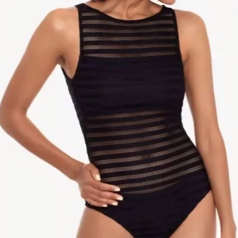 NWT RALPH LAUREN Mesh Open Back One-piece Swimsuit
